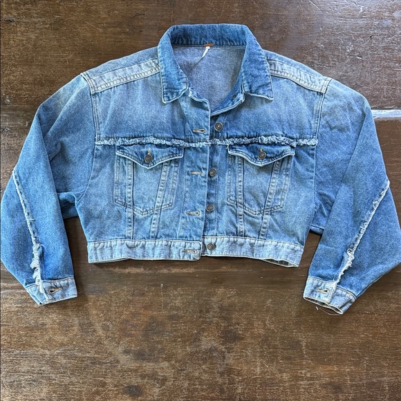 Free People Jackets & Blazers - Free People Distressed Cropped Denim Jacket